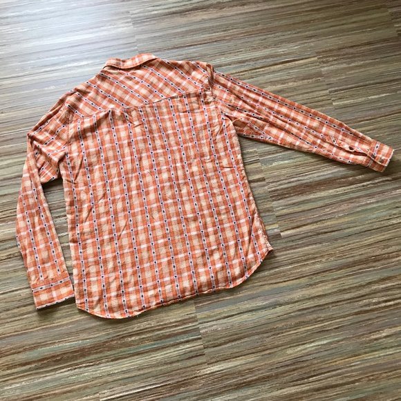 Southern Thread Orange Poker Plaid Western Pearl Snap Shirt - Picture 6 of 6